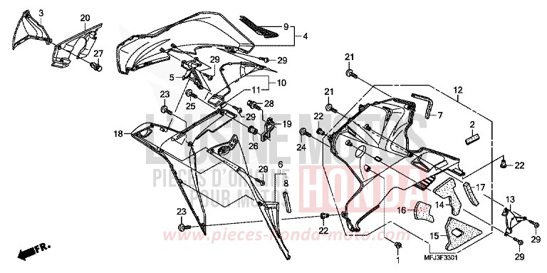 UNTERE VERKLEIDUNG (R.) (CBR600RR9,A,B/RA9,A,B) von CBR600RR ABS PEARL SUNBEAM WHITE (NHA66H) von 2010